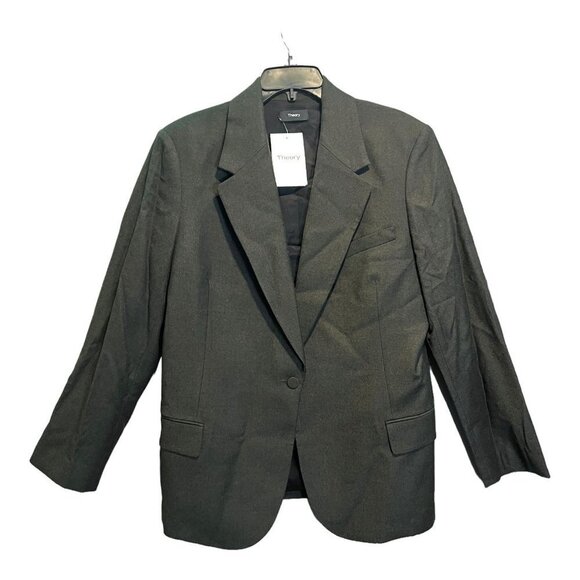 THEORY Fitted Blazer Wool Sleek Flannel 1 Button Jacket - Picture 6 of 9